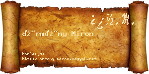 Örmény Miron névjegykártya